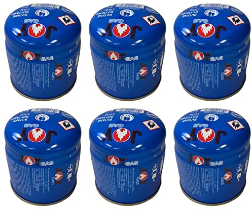 Akkaya 6 x 190g Joy Campinggas, Gas Kartusche, Gaskartusche, Stechkartusche, Butangas für Camping, blau