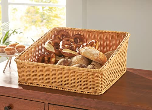 Auslagekorb aus Poly-Rattan, quadratisch, 50x50 cm, Brotkorb, Buffetkorb, Servierkorb, Obstkorb, Gemüsekorb, Aufbewahrungskorb, Regalkorb