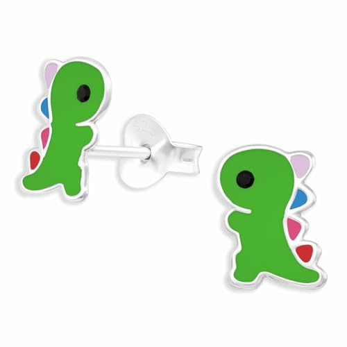 Monkimau Süße Dino Ohrstecker Ohrringe aus 925 Silber Schmuck Silberohrringe Medizinisch für Kinder Mädchen Damen Frauen