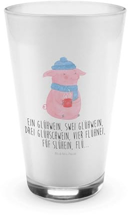 Mr. & Mrs. Panda Glas Schweinchen Glühwein - Geschenk, Weihnachtsdeko, Weihnachtsmarkt, Heiligabend, Betrunken, Nikolaus, Cappuccino Tasse, Spruch,