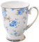 FülleMore Kaffeebecher Premium Porzellan Kaffeetasse Blumenmuster 300ml Trinkbecher mit Henkel Geschenk Keramiktasse für Tee Kaffee Milch Kakao Cappuccino Latte (Blau-Rosen)