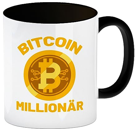 Bitcoin Millionär Kaffeebecher in schwarz mit Kryptowährung eine dekorative Tasse für Trading-Experten Kryptogeld Kaffeetasse Investieren