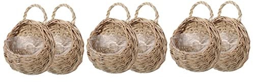 Cabilock 6stücke Hängender Blumenkorb Geflochtener Aufbewahrungskorb Für Wand Dekorativer Pflanzenhalter Aus Naturmaterialien Für Garten Und Wohnung