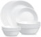 ZOID 3120NM - Vajilla de cristal brillante sin taza, color blanco, 16 piezas