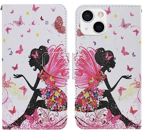 Verpotex Funda para iPhone 13, Funda Telefono iPhone 13 (6,1 Pulgadas), Funda Tipo Libro Antigolpes Carcasa Libro Movil con Tapa en PU Cuero Cierre Magnético Flip Wallet Case Cover (Chica)