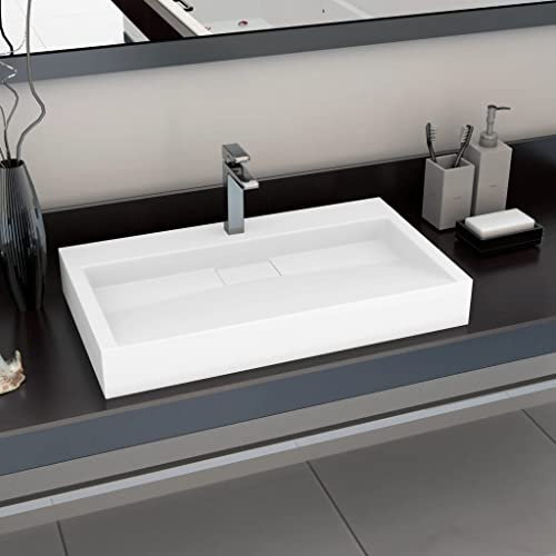 Waschtisch 80x46x11 cm Mineralguss/Marmor Guss weiß Artikelfarbe-weiß