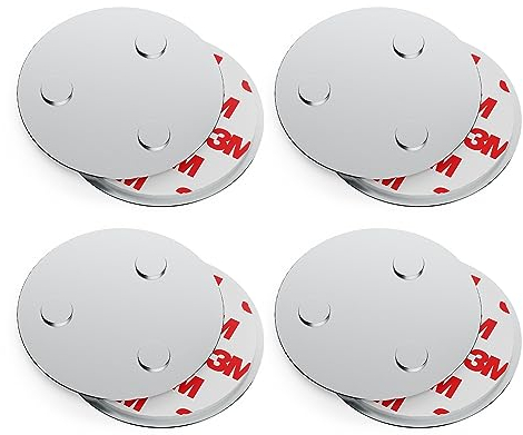conecto, Magnet-Halterung, Starke Magnet-Befestigung, universell verwendbar, magnetisch und mit Bohrloch, geeignet für Rauch-Warn-Melder, 60mm, 4er Set