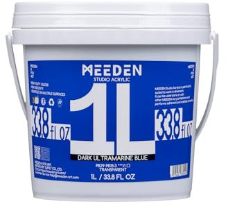 MEEDEN Blau Acrylfarben 1L: Heavy Body Gloss Acryl Farbe für Leinwand Holz Wand Textile, Groß Acrylic Paint - Wasserfest & Ungiftig & Schnelltrocknend - Dunkles Ultramarinblau
