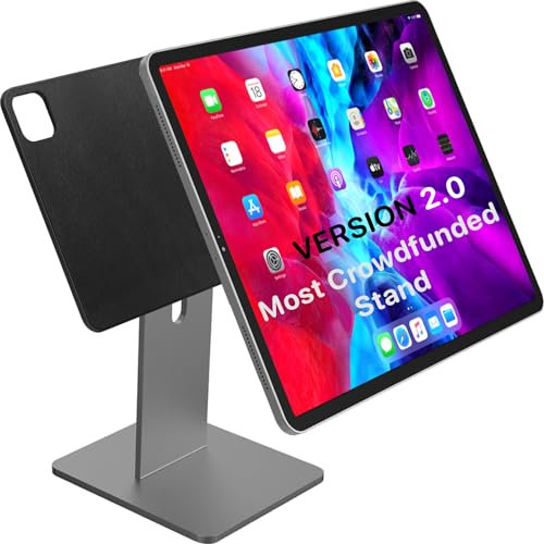 CharJenPro MagFlott V2.0: Magnetic Stand for iPad Pro 12.9, iPad Air 13 M2 (2024). Successful Kickstarter. Includes 6’ USB C Cable, Stronger Magnets & Hinge, Full 360 Rotate.
