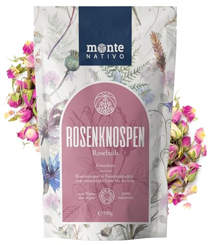 Boutons de rose Monte Nativo (100g) - Boutons de rose sechees naturel pour thé et décoration - Fleurs séchées pour le thé - Cadeau Tidsane en vrac