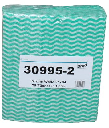 25 Allzwecktücher Wischtücher Spültücher | grün-weiß | ca. 25x34 cm | Saugstarke, robuste und fusselarme Reinigungstücher, waschbar und mehrfach verwendbar, ideal zum Wischen und zum Spülen