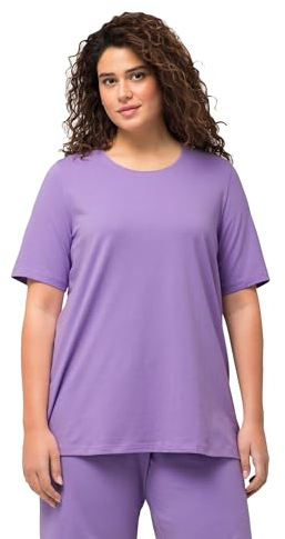 Ulla Popken Maglietta, A-Line, Girocollo, Mezza Manica T-Shirt, Lilla, 52/54 IT Donna