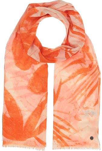 FRAAS Baumwollschal mit Blätter-Design - 50x180 cm - Baumwoll-Stola perfekt für Frühling und Sommer Orangeade