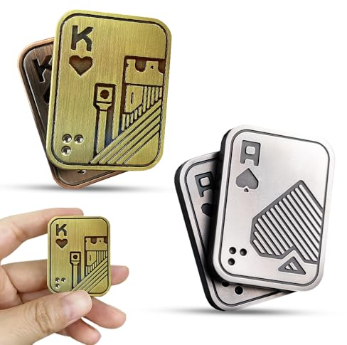 LUFEIS Metall Poker Fidget Slider,Fidget Toys Metall,Magnetische Spinner Spielzeug,Tragbar Push Slider Anti-Angst-Spielzeug,Schreibtisch Spielzeug,Magnetic Blocks Sensorisches Spielzeug,für Freund