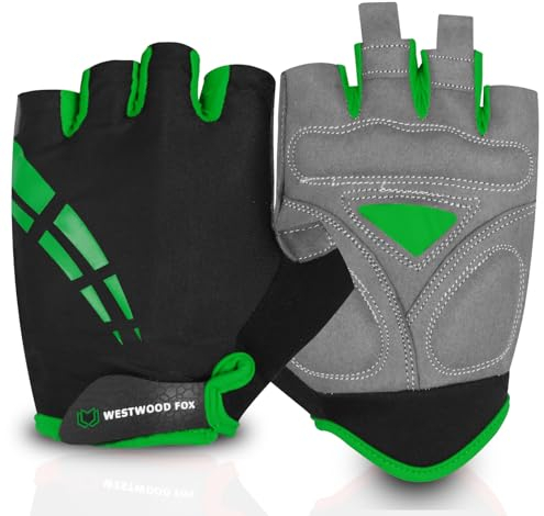 WESTWOOD FOX Fahrradhandschuhe für Herren und Damen Halbfinger-Gel-gepolsterte rutschfeste Mountainbike-Handschuhe für Herren und Damen atmungsaktive Stoßdämpfung griffige Handfläche