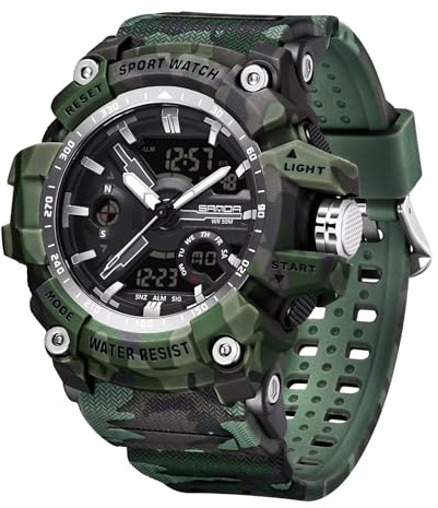 findtime Militär Uhr Herren Military Watch Tactical Outdoor Sport Armbanduhr Digital 5 ATM Wasserdicht Jungen Männer Herrenuhr Schwarz Grün Digitaluhr Chronograph Herren Sportuhr Stoppuhr Wecker