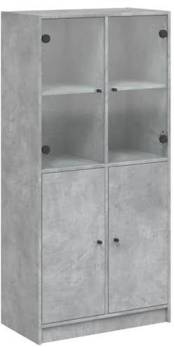 vidaXL Highboard mit Türen Betongrau 68x37x142 cm Holzwerkstoff