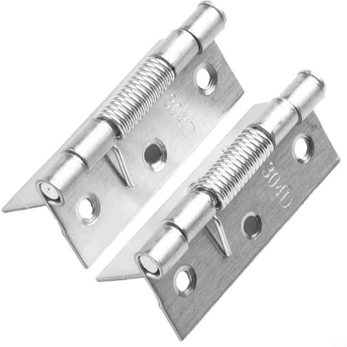 2Pcs Self Closing Spring Hinges Stainless Steel Spring Door Internal Hinge Gate Automatic Opening Continuous Door Hinges(3inch)
