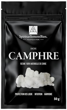 Encens Camphre résine 100% Naturel et Authentique en Grain 50gr pour Fumigation Brule Parfum ou Encensoir Protection des lieux - Intuition - Harmonie - Alternative Encens Baton-Cone