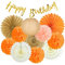 EASY JOY Geburtstagsdeko- Premium Wiederverwendbare Party Deko, Geburtstag Deko, Geburtstagsdeko Frauen - Happy Birthday Girlande, Wimpelkette Geburtstag, Wabenbälle, Pompons Deko, Orange Deko