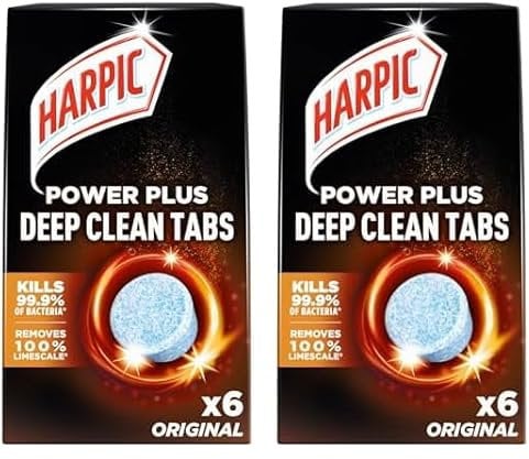 Harpic Power Plus Deep Cleaning Toilet Tablets, Original Scent, Pack 1 x 6 Tablets, Deep Clean Without Scrubbing, Removes 100% Limescale, Toilet Cleaner (Pack of 2)