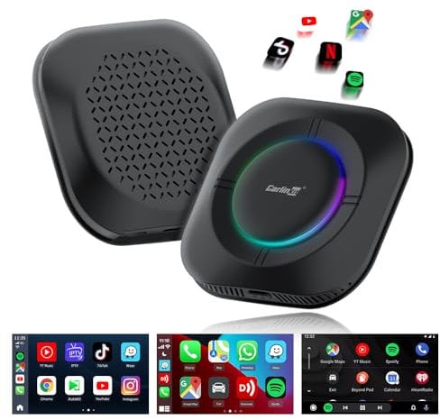 CarlinKit Android 13 CarPlay AI Box,kabelloser CarPlay-und Android Auto-Adapter für kabelgebundene CarPlay-Fahrzeuge,4GB RAM+64GB ROM,CarlinKit Tbox S2 unterstützt Play Store-Apps, Netflix, YouTube