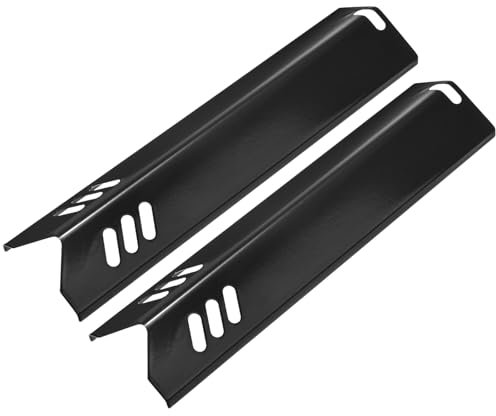 M METERXITY 2-Pack Grill Heat Plates Replacement Parts for Dyna-Glo, 15 Porcelain Steel Heat Tents Burner Cover for Uniflame, Heat Shields for Backyard Gas Grill [Black]