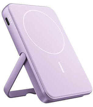 Fresh 'n Rebel Wireless Magnetic Powerbank 5000mAh, MagSafe-kompatibel, PD 20W Schnellladung, USB-C Port (in/Out), geeignet für iPhone 16/15/14/13/12, tragbar, mit Ständer (Dreamy Lilac 2)