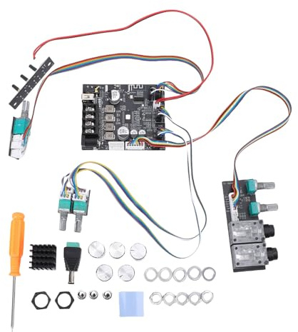 Haofy 2.0-Kanal-Leistungsverstärkerplatine 50 W und 50 W AUX USB-Mikrofon-Lautsprechersystem-Verstärkerplatinenmodul für DIY-Lautsprecher-Heimkino mit Höhen- und Bassregelung