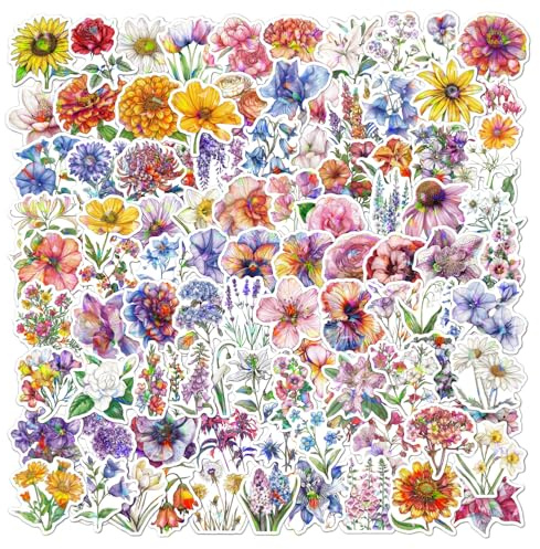 100 Stück Aufkleber wasserfeste Vintage Vinyl Stickers Sticker für Stamm Wasserflaschen Scrapbooking Laptops Handyhüllen Teenager-Mädchen Sparkling flower