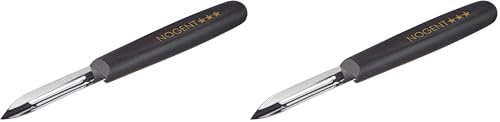 Couteau Éplucheur - 2 tranchants - Noir - Acier Inox - Lame 9cm - Épluche Légumes, Fruits - Préparation Culinaire - Gauchers - Droitiers - Qualité Professionnelle - 01419K (Lot de 2)