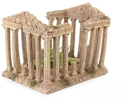 Happet Aquarium-Dekoration Griechische Ruinen Säulen 20cm, Realistischer Tempel im Antiken Stil, Stein-Aquarium-Dekoration Versteck für Fische, Antik Ornament für Süßwasser & Salzwasser Becken