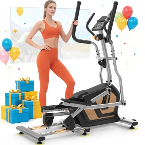 Neezee Ellipsentrainer für Zuhause, Crosstrainer mit 16 Leisen Widerstandsstufen, LCD-Monitor via Bluetooth, 17,7 Zoll Schrittlänge, Neu Verbesserter 3-in-1 Crosstrainer, Maximale 330LBS