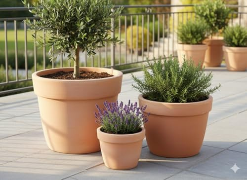 GartenGees Pflanzkübel,konisch,Rand,Blumentopf,Terracotta hell,frostfest!3 Größen wählbar (38 cm)