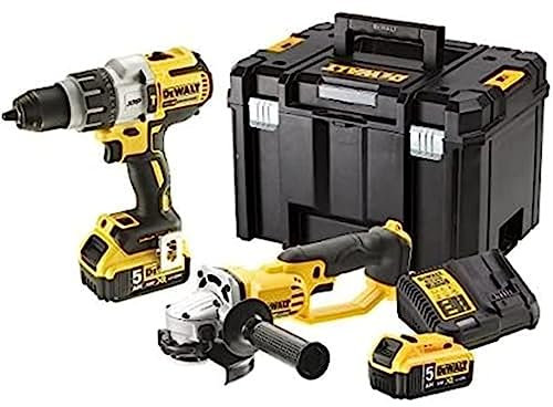 Dewalt dck278p2t-qw Set 2 Werkzeug 18 V 5 Ah – Schlagbohrmaschine und Winkelschleifer – 2 Akkus, 1 Ladegerät und 1 Koffer inklusive