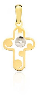 Monde Petit Kreuz mit Kreisen und Diamanten - 18 Karat Gold (750) - Geschenkbox - Garantiezertifikat