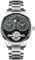 B BINGER Herren Automatik Uhren Dualzeit Clown Mondphase Ailang Serie Männer Armbanduhr (Silber Schwarz)