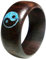 Chic-Net Damen Herren Finger Schmuck Ringe aus Sonoholz Holz und Crushed Türkis Stein mit Yin Yang in Dunkelbraun 51 (16.2)