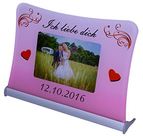 Acrylglas SchildIch liebe dich, mit persönlichem Fotodruck auf 6 mm Glas/personalisierbar