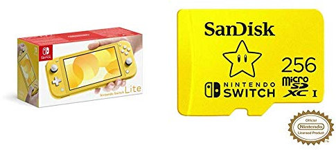 Nintendo Switch Lite - Yellow + SanDisk 256 GB MicroSDXC Card for Nintendo Switch