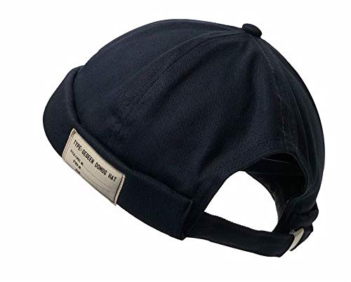 CLAPE Docker Cap Herren Damen Docker Baumwolle Mütze Seemannsmütze Kappe Ohne Schirm Verstellbarer Beanie Kopfbedeckung Brimless Hat Blau Blue GD21