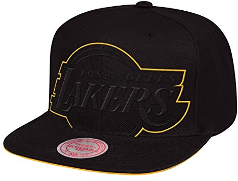 Mitchell & Ness Cappellino con logo Los Angeles Lakers, taglia XL, di colore nero (versione in lingua inglese)