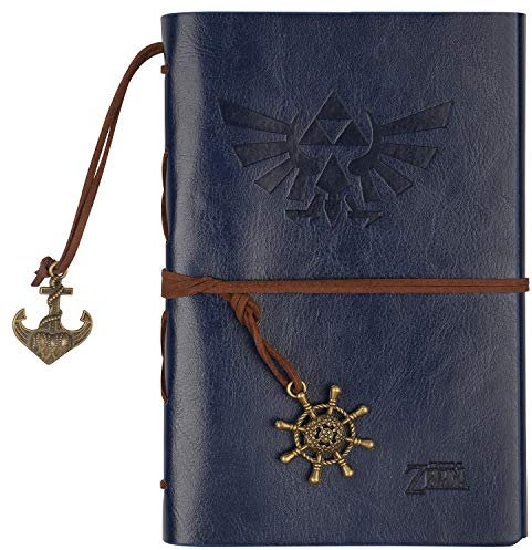 Legend of Zelda Tagebuch, Schreibtagebuch, Reisetagebuch, 7,2 x 5,1 Notizbuch, Writers Notebook, nachfüllbares Tagebuch, Skizzenbuch, Füllfederhalter Safe marineblau
