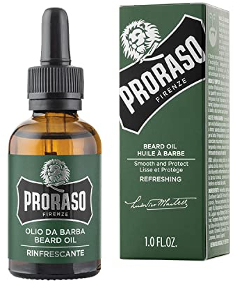 Proraso Aceite barba, tónico facial refrescante, 30 ml, aceite para el cuidado de la barba con aroma a eucalipto, bergamota y romero, regalo hombre