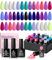 Beetles 20 Colors Gel Nail Polish Kit Midnight Euphoria Collection 23 Pcs Lila Blau Hot Pink Glitter Gel Nagellack Set mit glänzend und matt Top Base Coat Geschenk für Mädchen