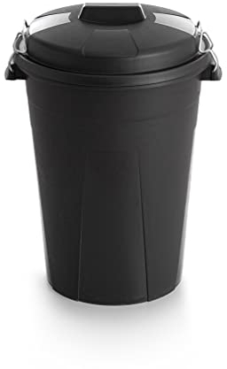 PLASVIDAVI Cubo de basura negro con tapadera. Capacidad 100 Litros. Especial exterior