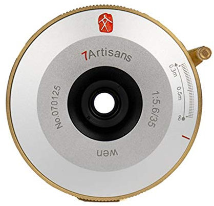 7 Artisans 35mm F5.6 Full Frame Format Pan-Focus Fixed Manual Focus Pancake Lens para Leica M Mount Cámara Dorado