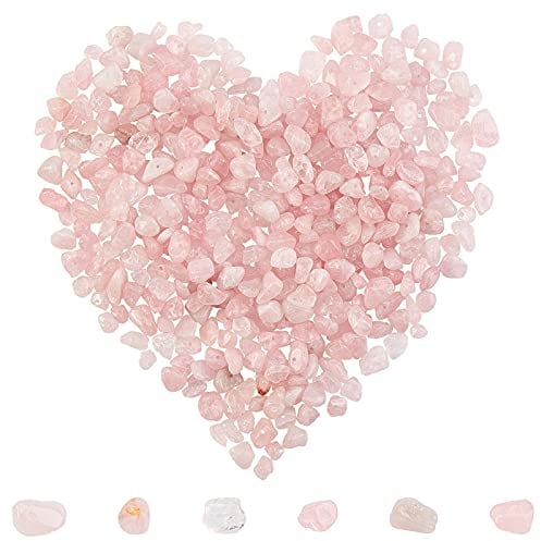 SUNNYCLUE 400 Stück Rosenquarz Perlen Chips 5-8 mm Lange Unregelmäßige Rosenquarz Perlen Kristallstein Perlen Halbedelstein Für DIY Baum des Lebens Charms Schmuckherstellung Armband Halskette