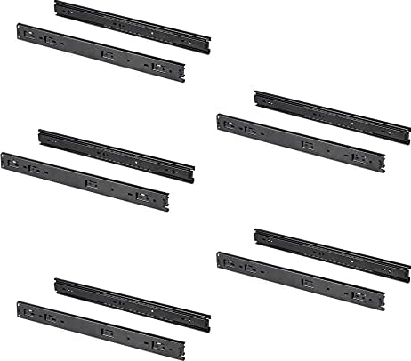 Emuca - Schubladenschienen kugellager 45mm x 600mm, Set aus 5 Paar aus schubladenauszug Vollauszug, schwarz