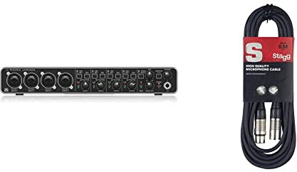 Behringer U-Phoria Umc404Hd Interface De Audio/Midi USB + Stagg Smc6 Cable para Micrófono Xlrf A Xlrm, Negro, 6 M